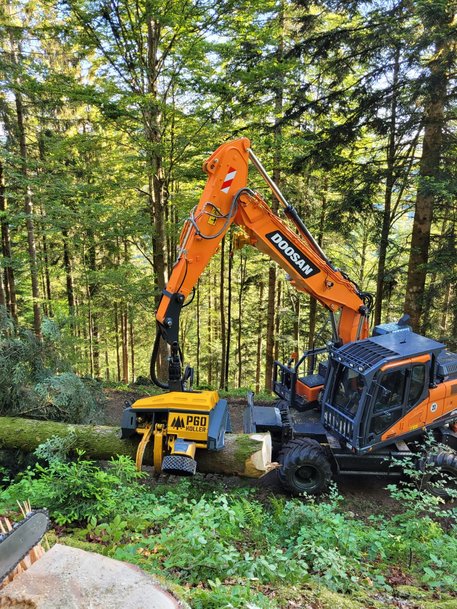 New Doosan DX210W-7 Cuts a Fine Figure in the Forest